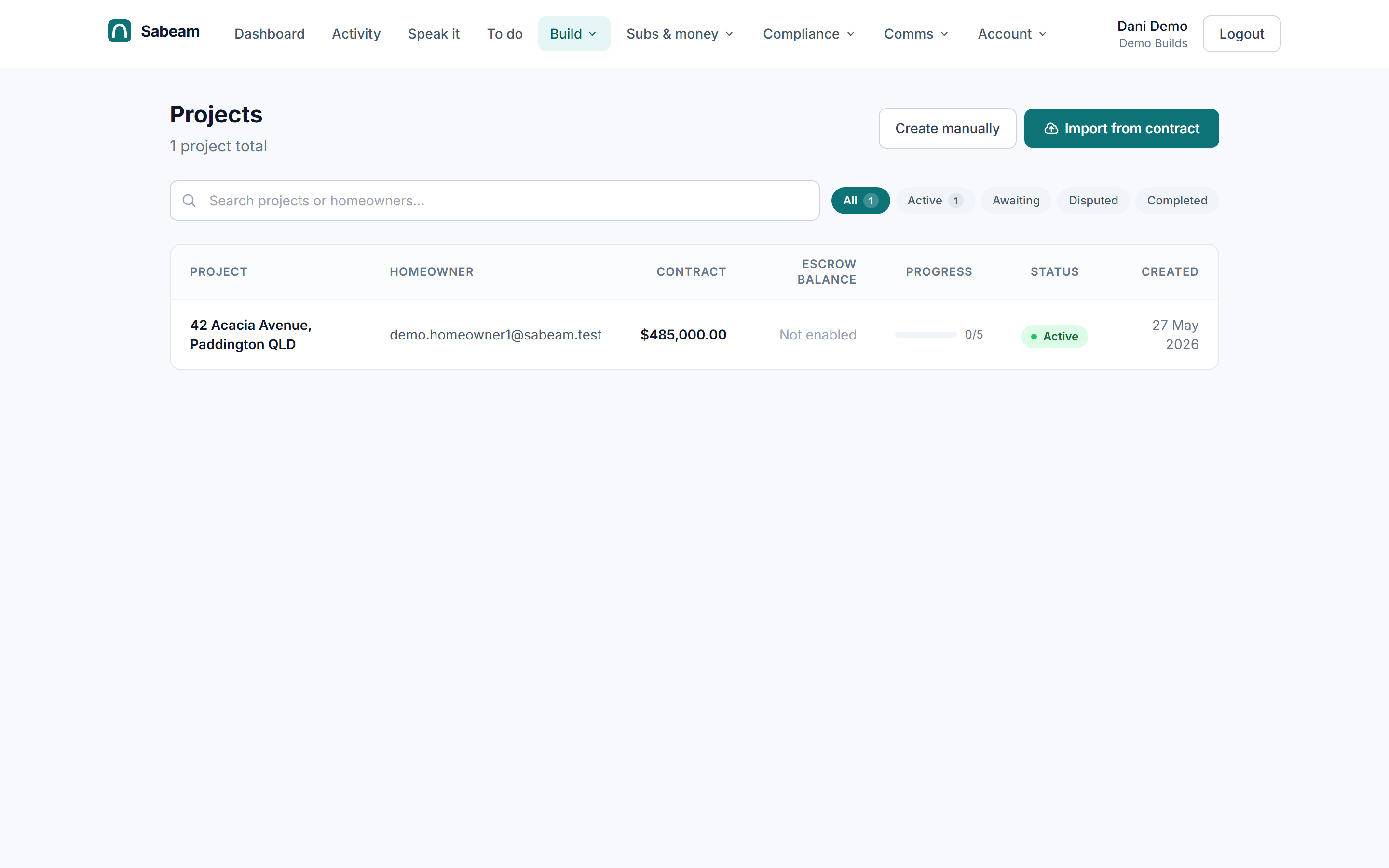 Project setup & contracts — Sabeam UI